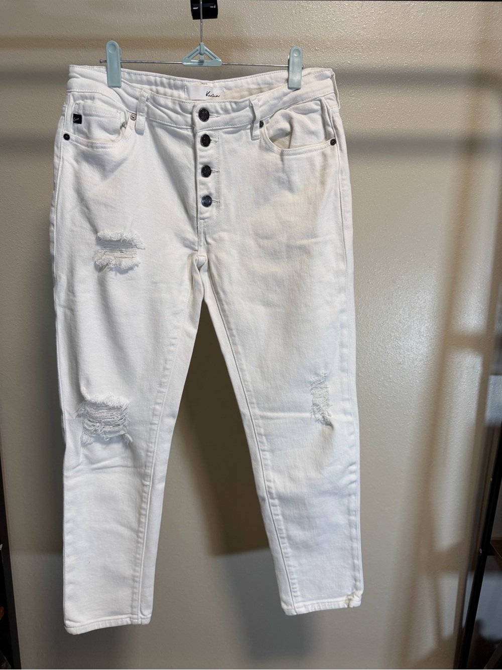 Kancan White Distressed High Rise Skinny Jeans